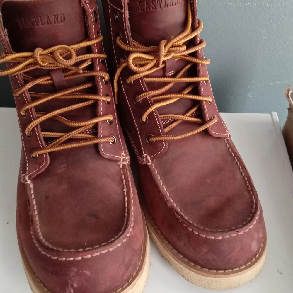Eastland‎ Mens Burgundy Leather Moc Toe Lace Up Work Boots Size Unknown